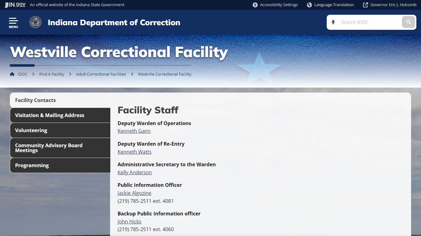 IDOC: Westville Correctional Facility - IN.gov